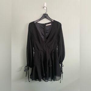 Saints Secrets Dress Women’s Small Black Sheer Witchy Goth Plunge Dark Fairy